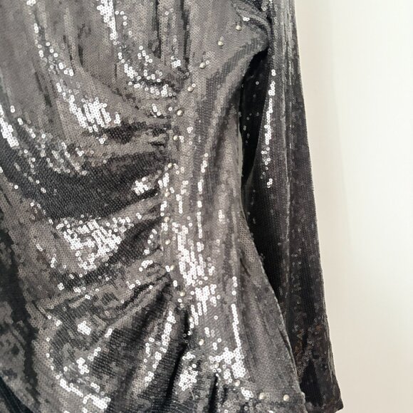Hale Bob Sequin Long Sleeve Dress Black Size Medium - Picture 3 of 6